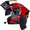 Casco de Moto con Bluetooth Integrado del Certificado ECE/DOT | Modular Intercomunicador FM MP3 | 55~65cm