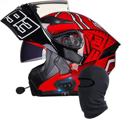 Casco de Moto con Bluetooth Integrado del Certificado ECE/DOT | Modular Intercomunicador FM MP3 | 55~65cm