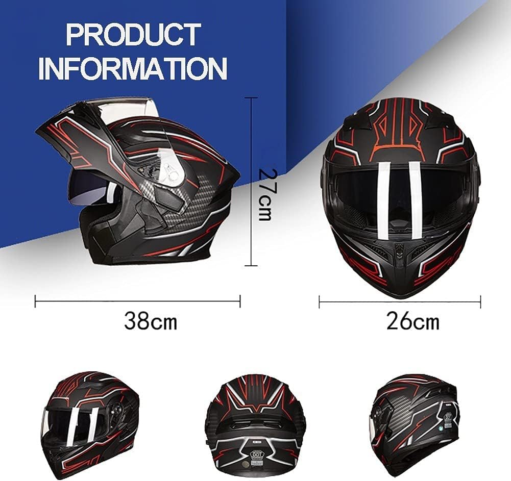 Casco de Moto con Bluetooth Integrado del Certificado ECE/DOT | Modular Intercomunicador FM MP3 | 55~65cm