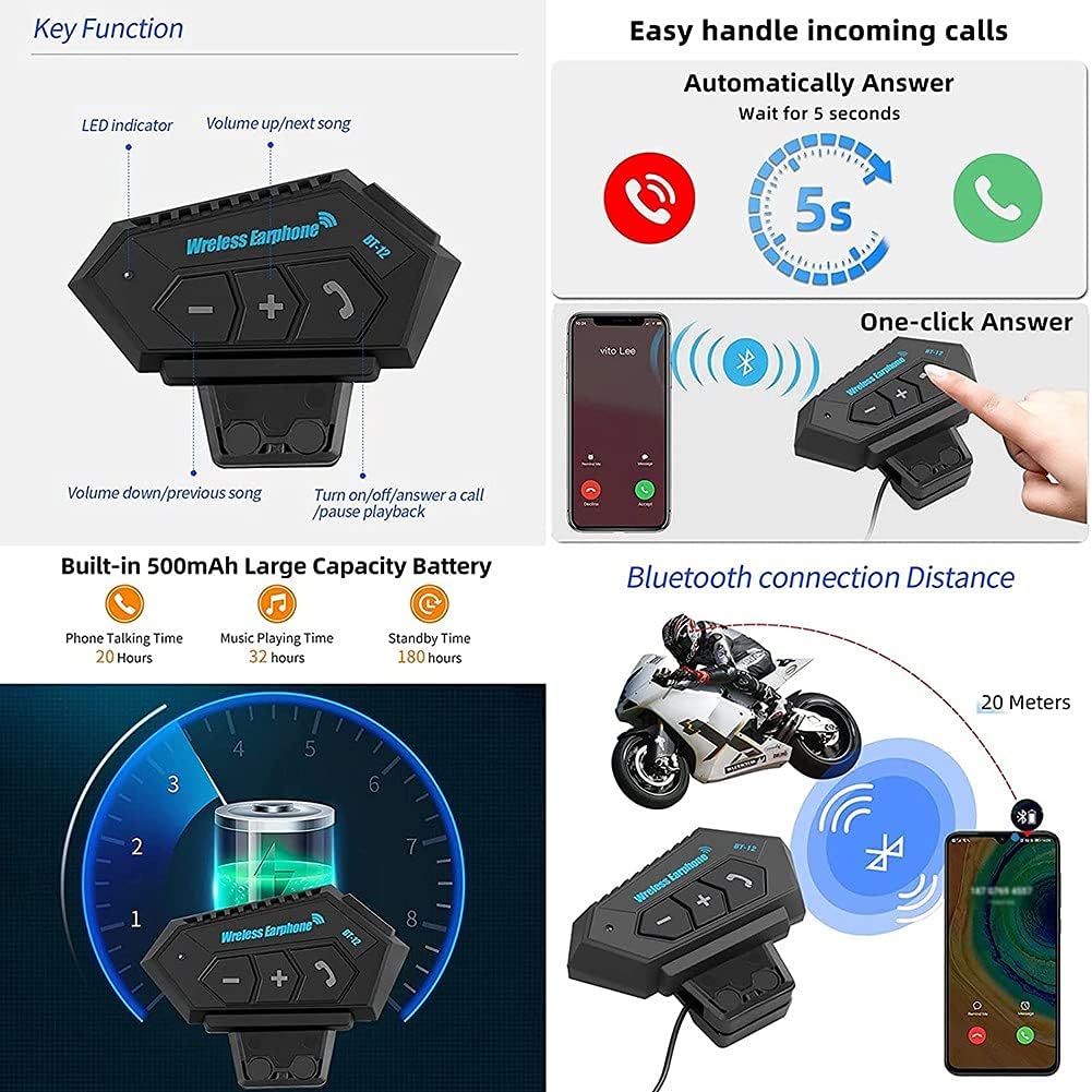 Casco de Moto con Bluetooth Integrado del Certificado ECE/DOT | Modular Intercomunicador FM MP3 | 55~65cm