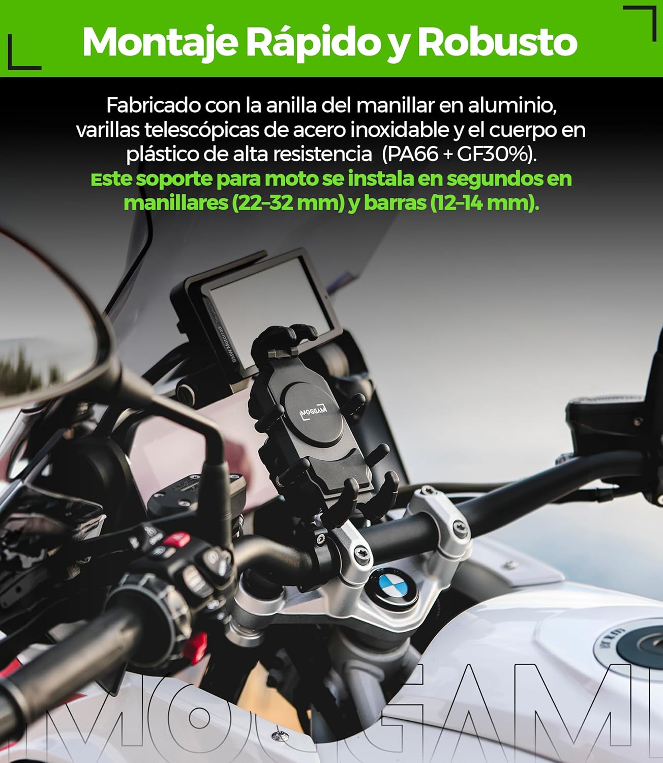 Soporte Móvil Motos especial para Trail y todo tipo de motos - Ultra Resistente Antivibracion Antirrobo 5.4"-7.2"
