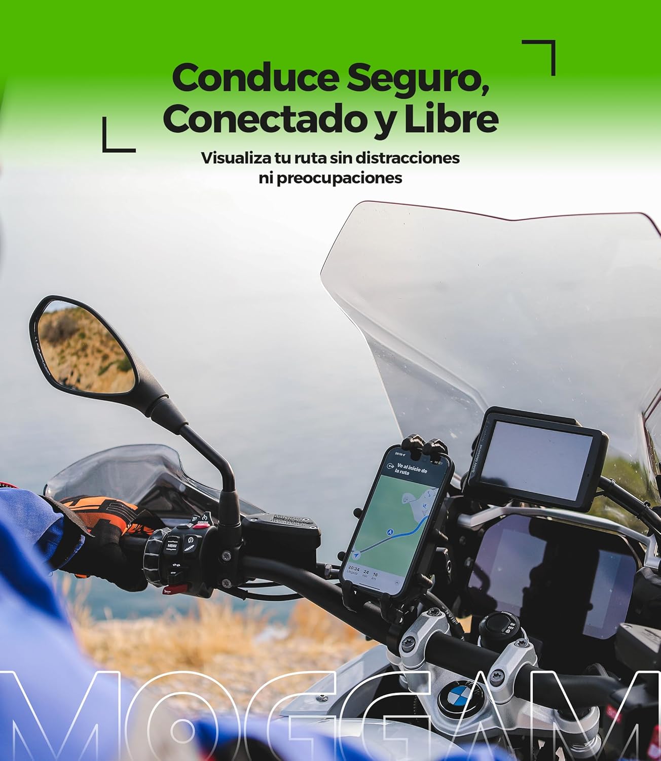 Soporte Móvil Motos especial para Trail y todo tipo de motos - Ultra Resistente Antivibracion Antirrobo 5.4"-7.2"