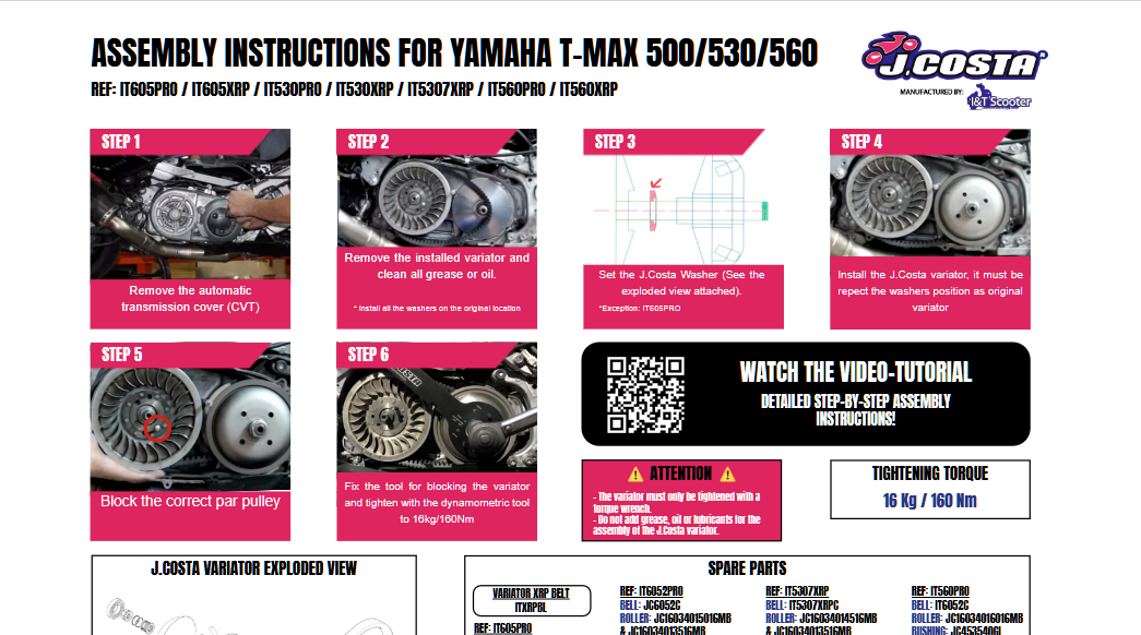 Variador J.Costa PRO para Yamaha T-MAX 530cc | Mejora Aceleración y Rendimiento