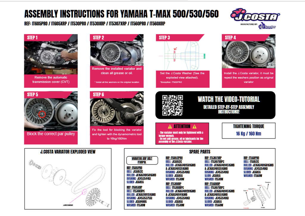 Variador J.Costa PRO para Yamaha T-MAX 530cc | Mejora Aceleración y Rendimiento